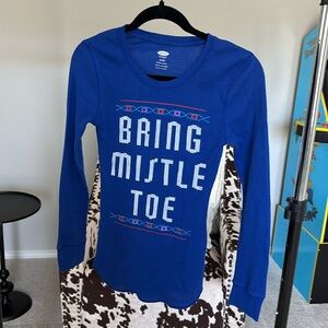 Old Navy Bring Mistle Toe Royal Blue Pajama Top